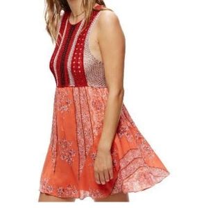 Free people knit macrame dress, trendy knit top detail